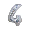 Silver Holographic Foil Number Balloon 4