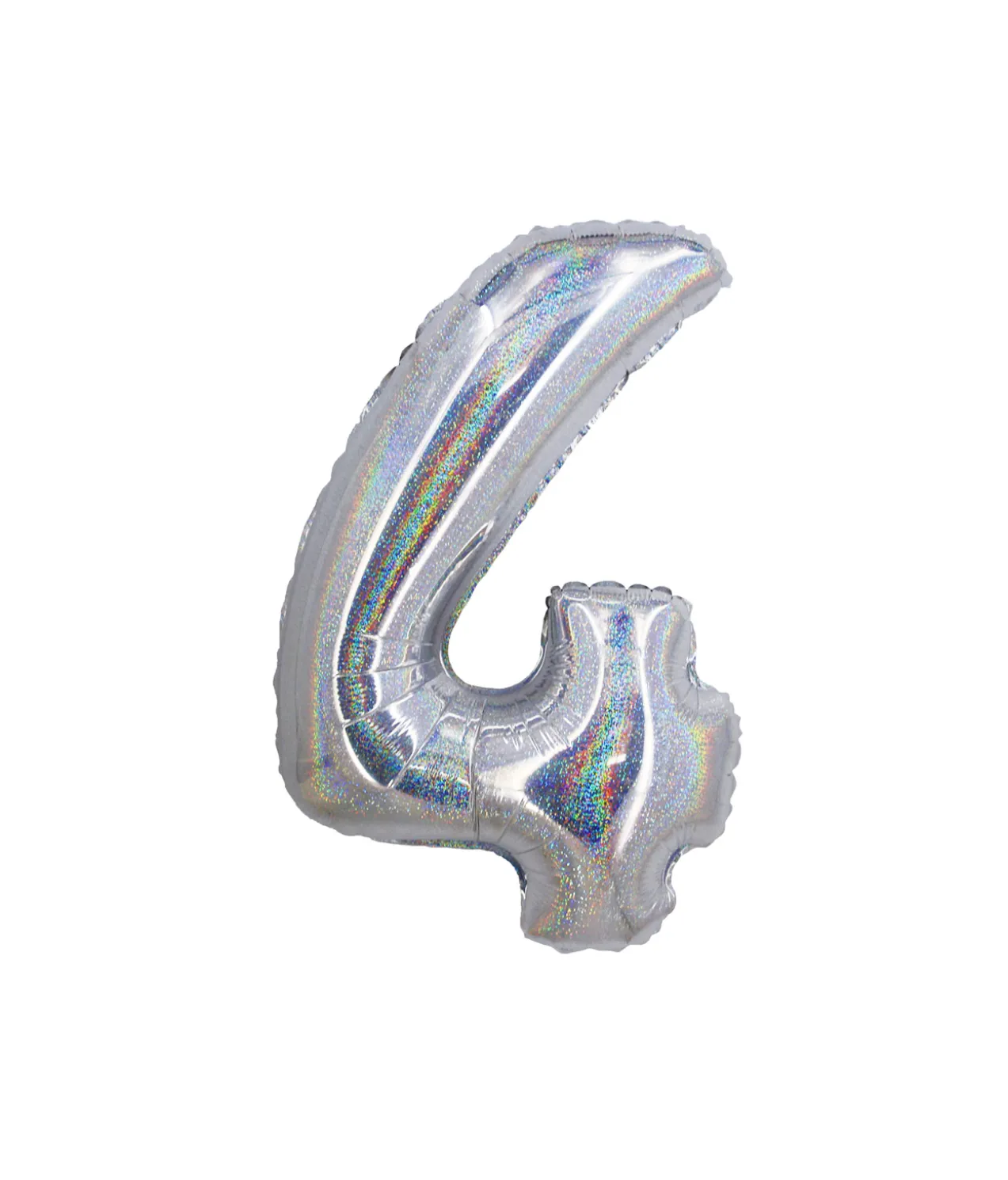 Silver Holographic Foil Number Balloon 4