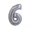 Silver Holographic Foil Number Balloon 6