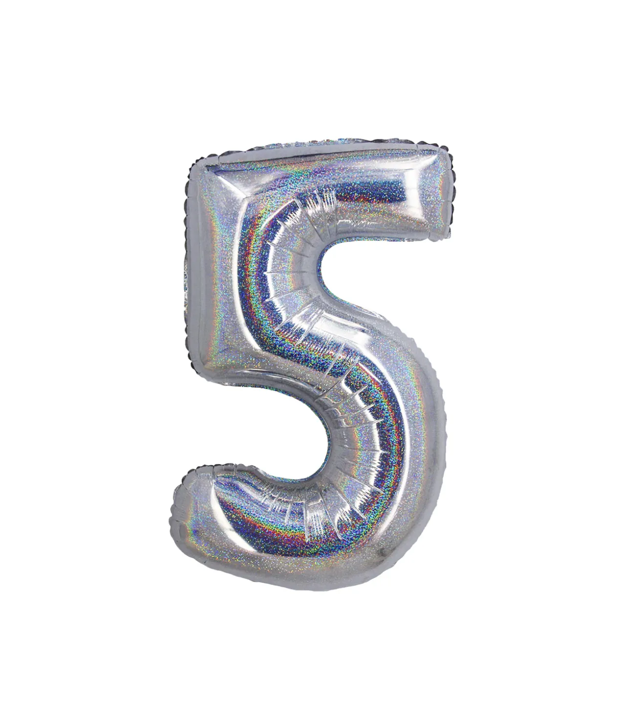 Silver Holographic Foil Number Balloon 5