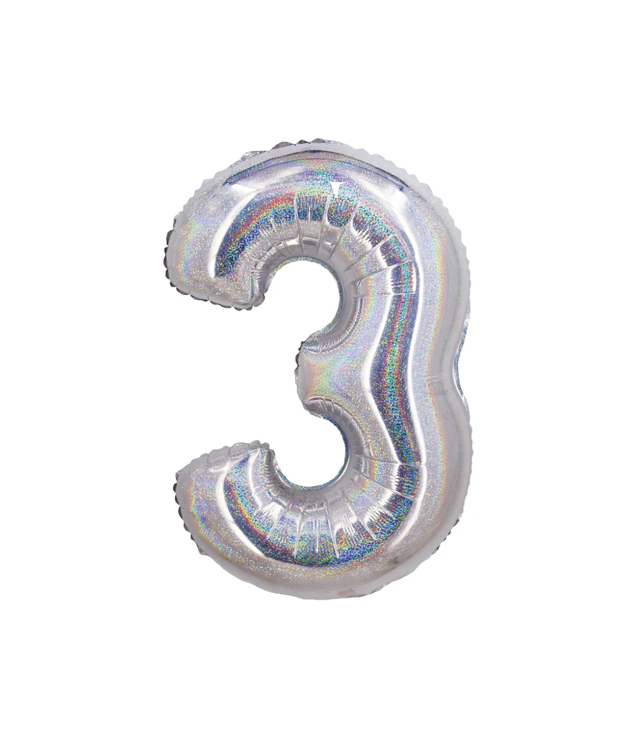 Silver Holographic Foil Number Balloon 3