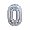 Silver Holographic Foil Number Balloon 0