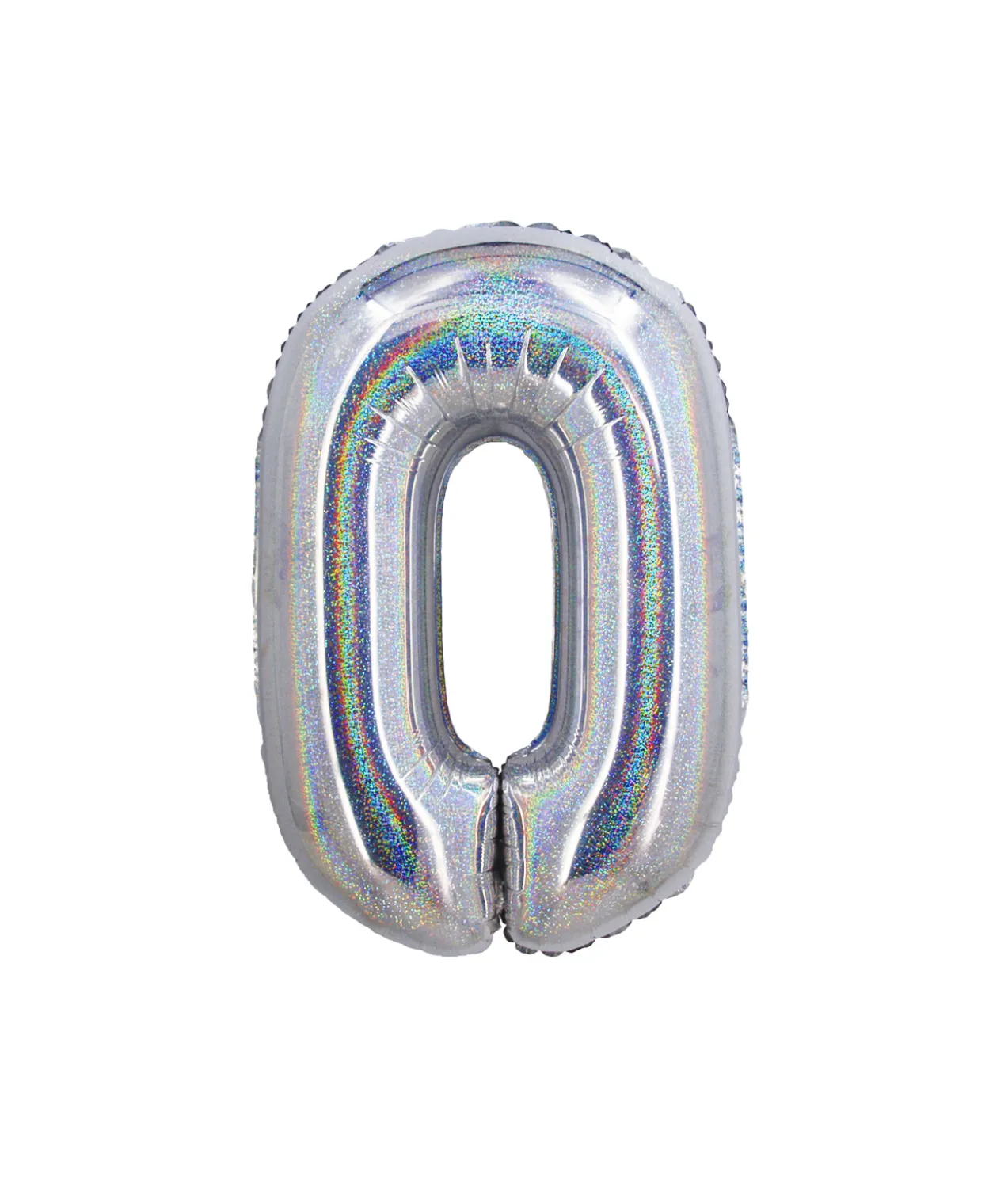Silver Holographic Foil Number Balloon 0