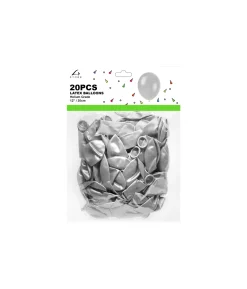 Silver Latex Plain Balloons 12inch 20pk