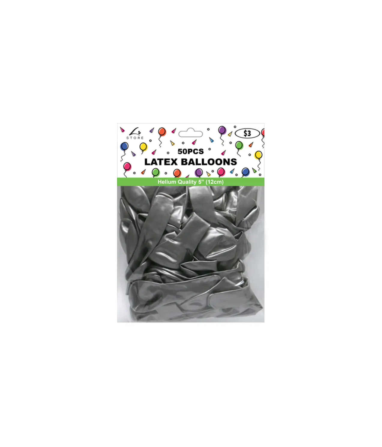 Silver Latex Plain Balloons 5inch 50pk