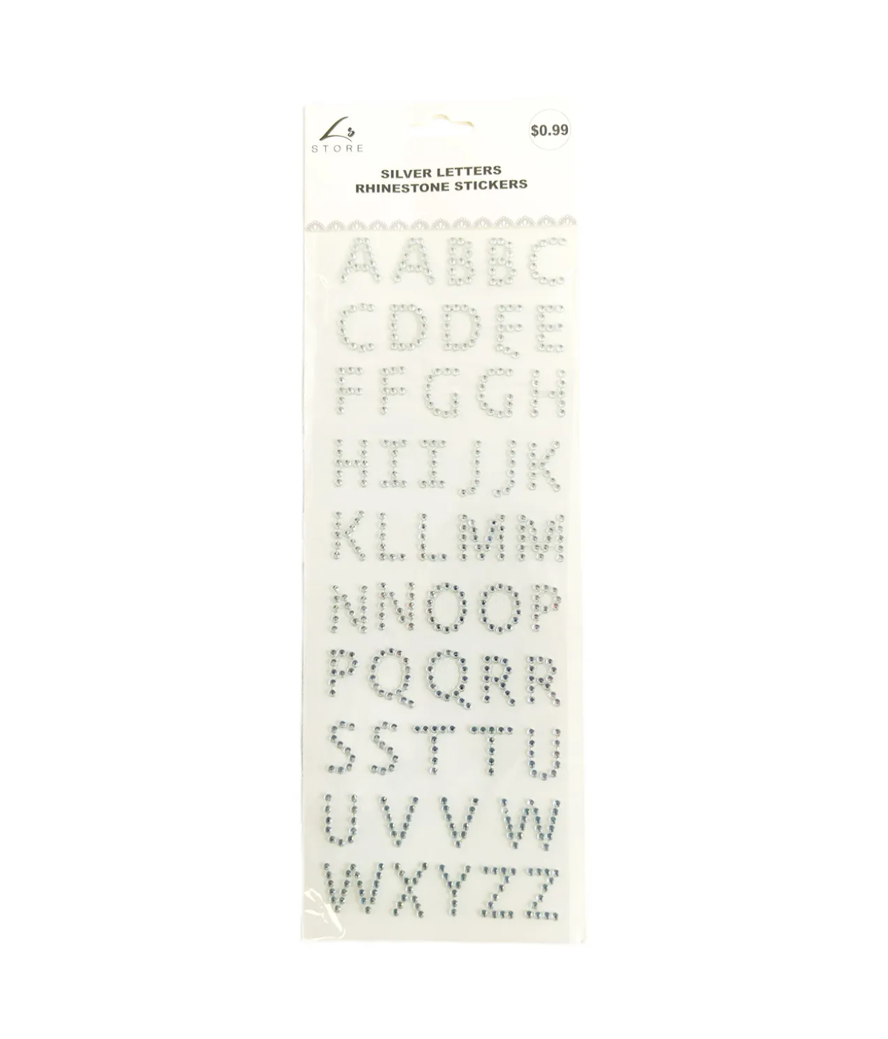 Silver Letters Rhinestone Stickers