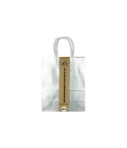 Silver Matte Medium Paper Bags 27cm 3pk