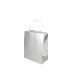 Silver Matte Medium Paper Bags 27cm 3pk