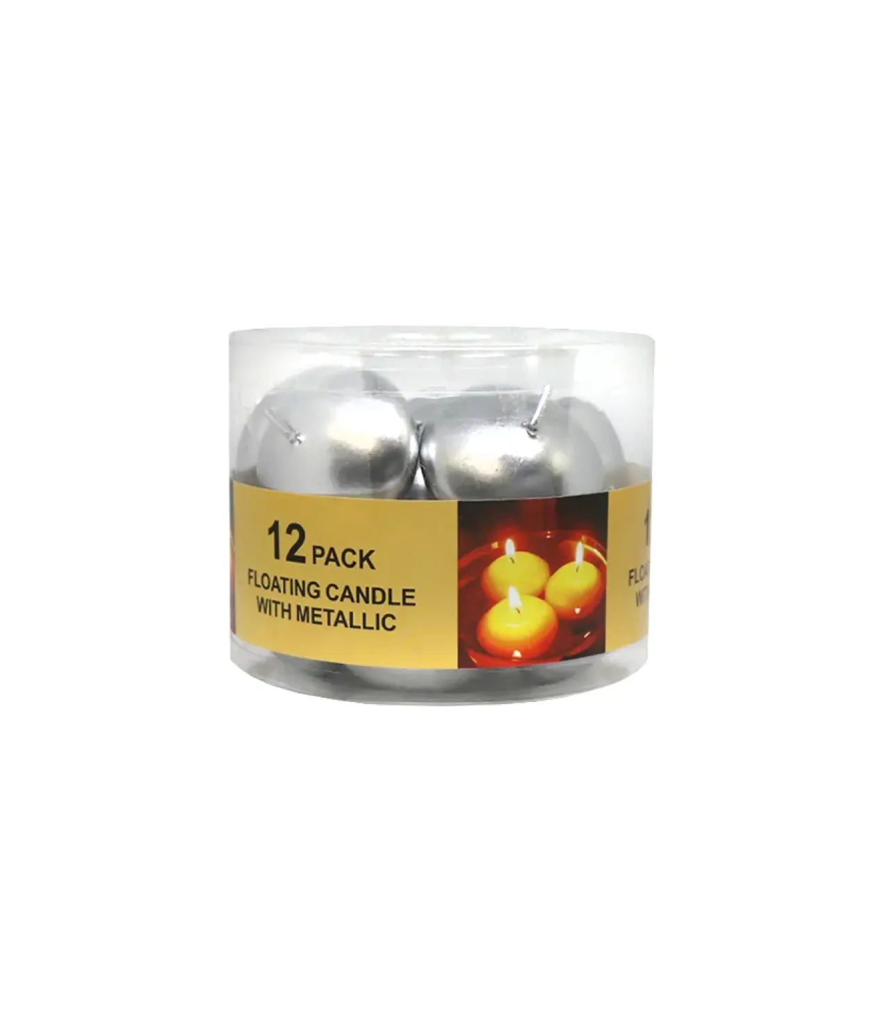 Silver Metallic Floating Candles 12pk