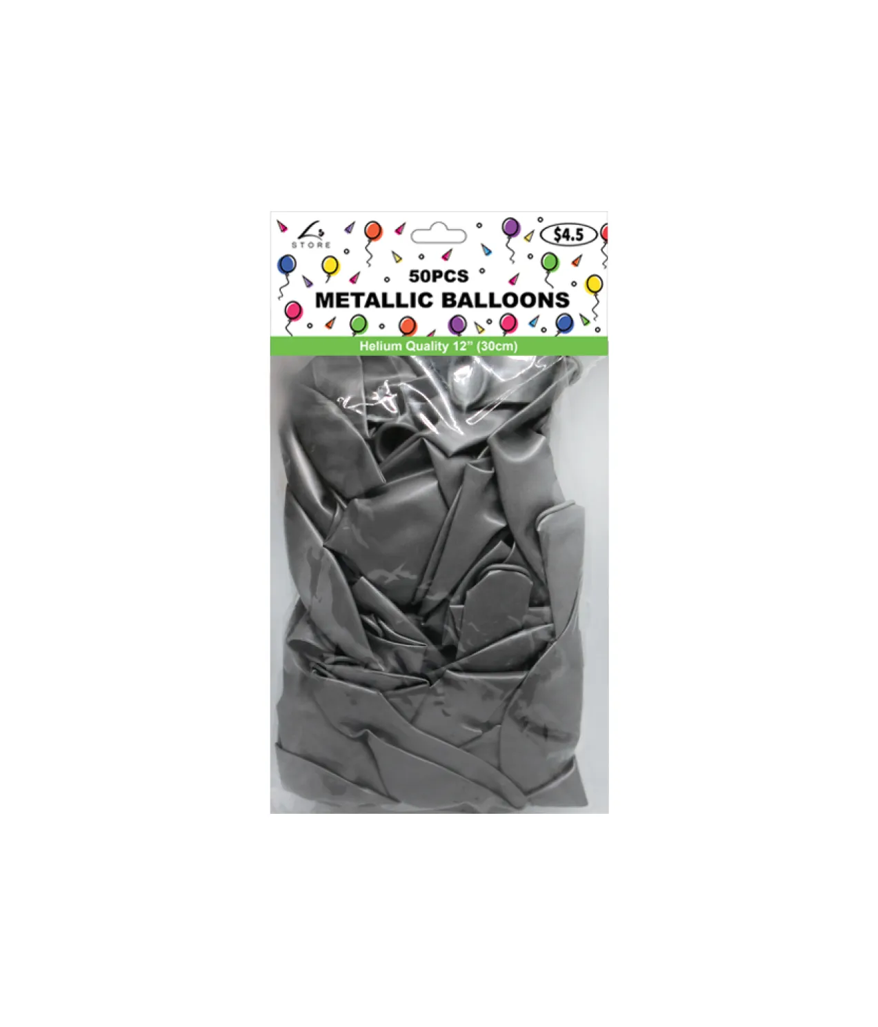 Silver Metallic Latex Balloons 12inch 50pk