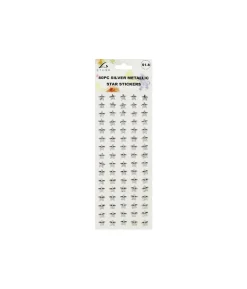 Silver Metallic Star Stickers 80pc