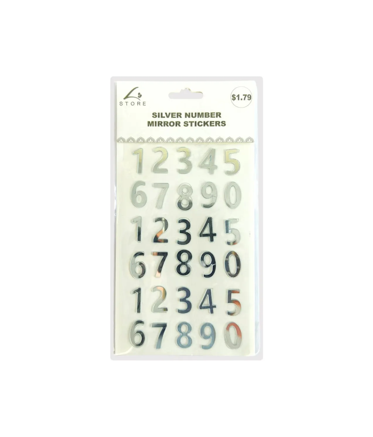 Silver Number Mirror Stickers