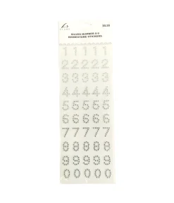 Silver Number 0-9 Rhinestone Stickers