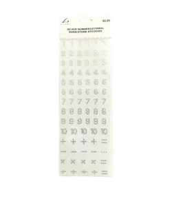 Silver Number Symbol Rhinestone Stickers