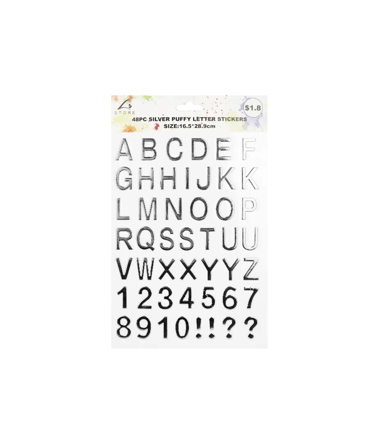 Silver Puffy Letter Stickers 48pc