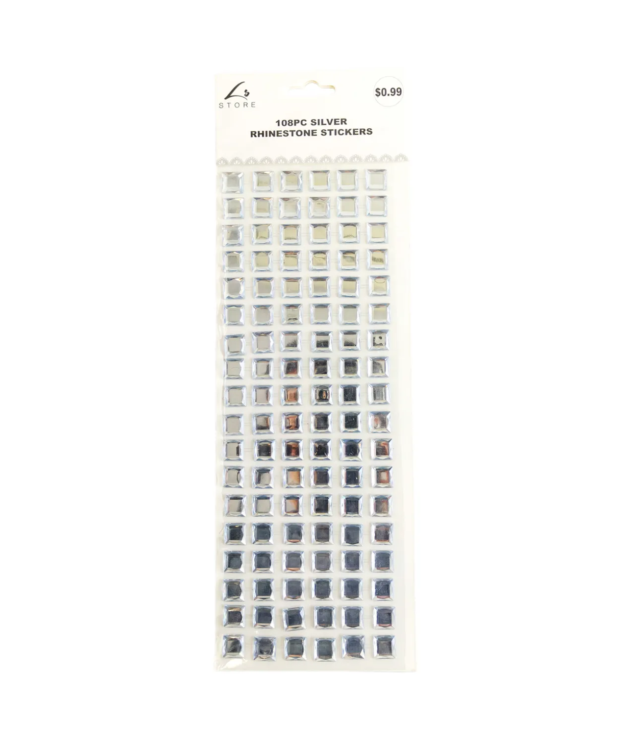 Silver Rhinestone Stickers 108pc