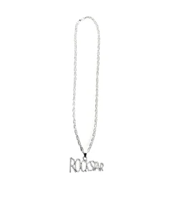 Silver Rock Star Metal Bling Necklace 70cm