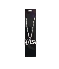 Silver Rock Star Metal Bling Necklace 70cm