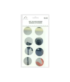 Silver Round Mirror stickers 19.5x10cm 8pc