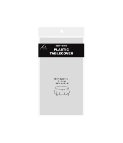 Silver Round Plastic Tablecover 213x213cm