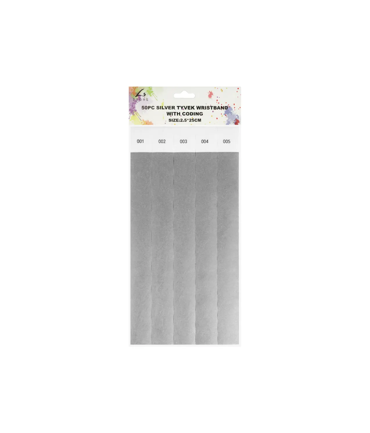 Silver Tyvek Wristbands With Coding 50pc