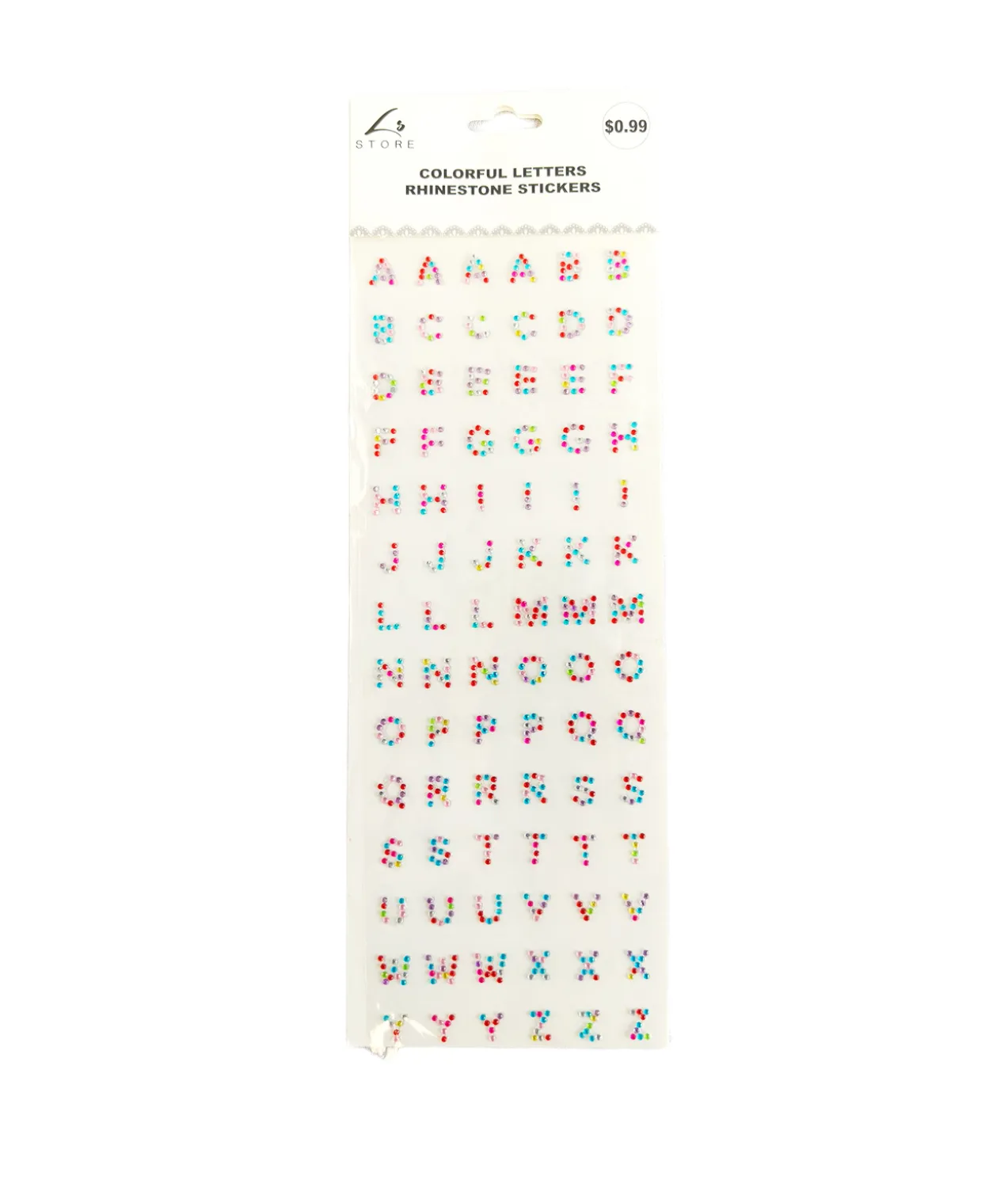 Small Colorful Letters Rhinestone Stickers