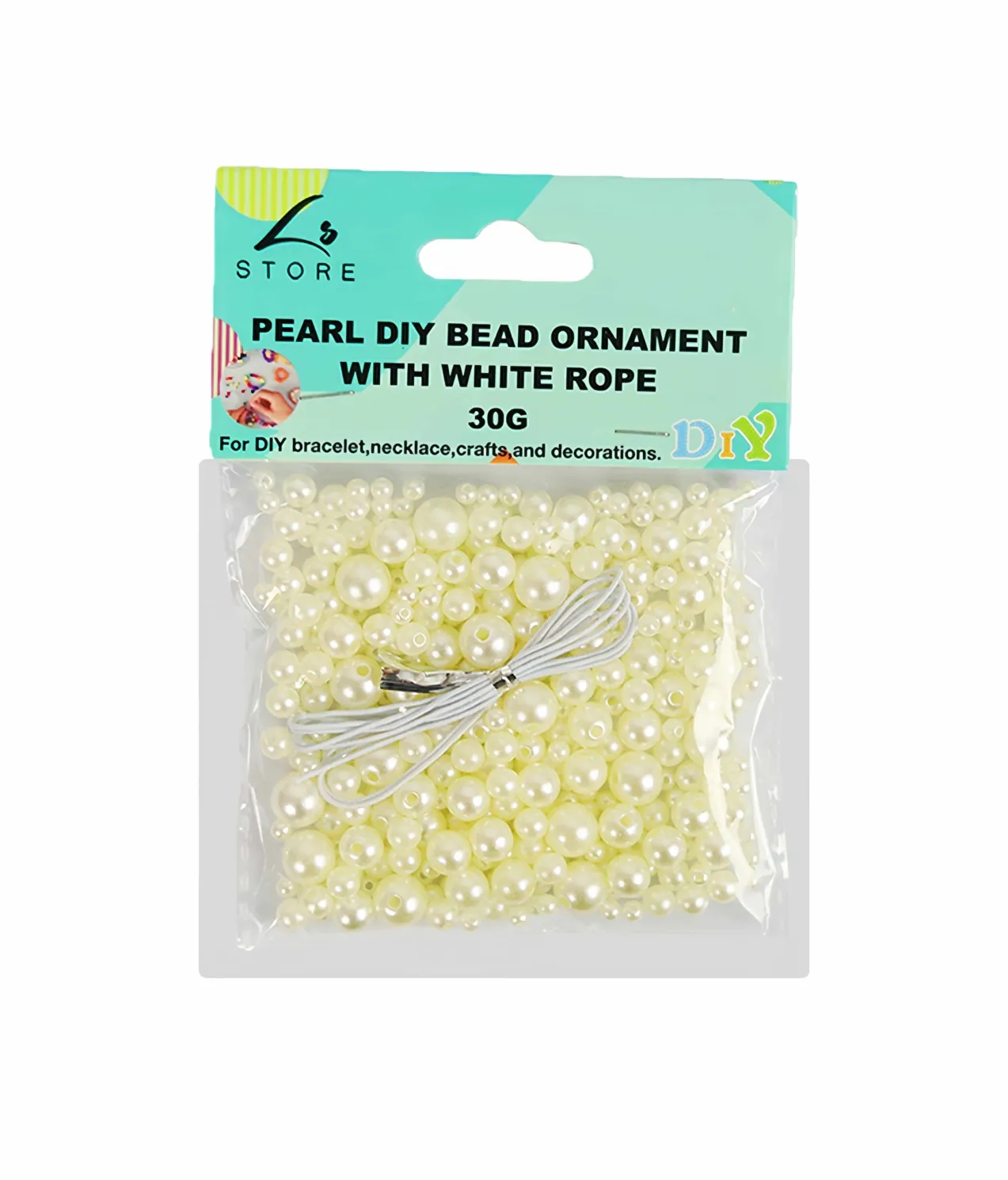 Small Mix Pearl DIY Bead Ornament With White Rope 30g