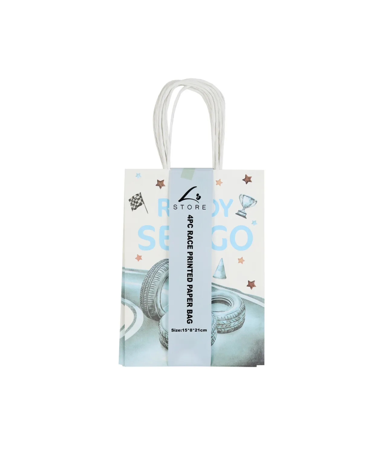 Small Race Printed Paper Bags 4pc
