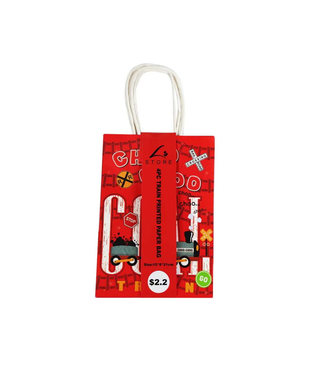 Small Train Printed Paper Bags 4pc