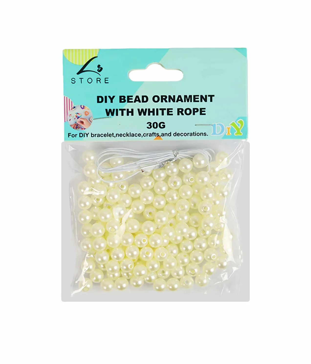 Small White Pearl DIY Bead Ornament With White Rope 30g