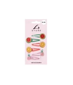 Snap Clip Fruit Design Hair Set 6pc