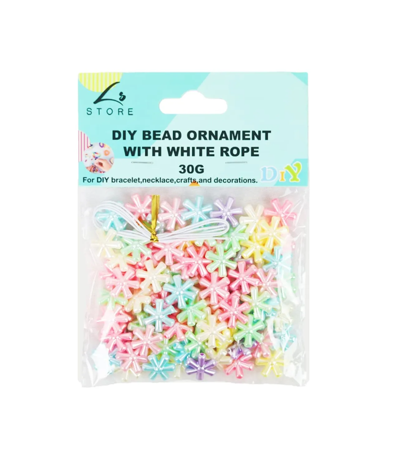 Snowflake DIY Bead Ornament With White Rope 30g