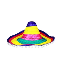 Sombrero With Pompoms 48cm