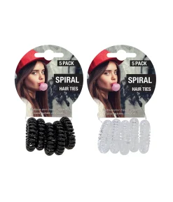 Spiral Hair Ties Assorted 5pk