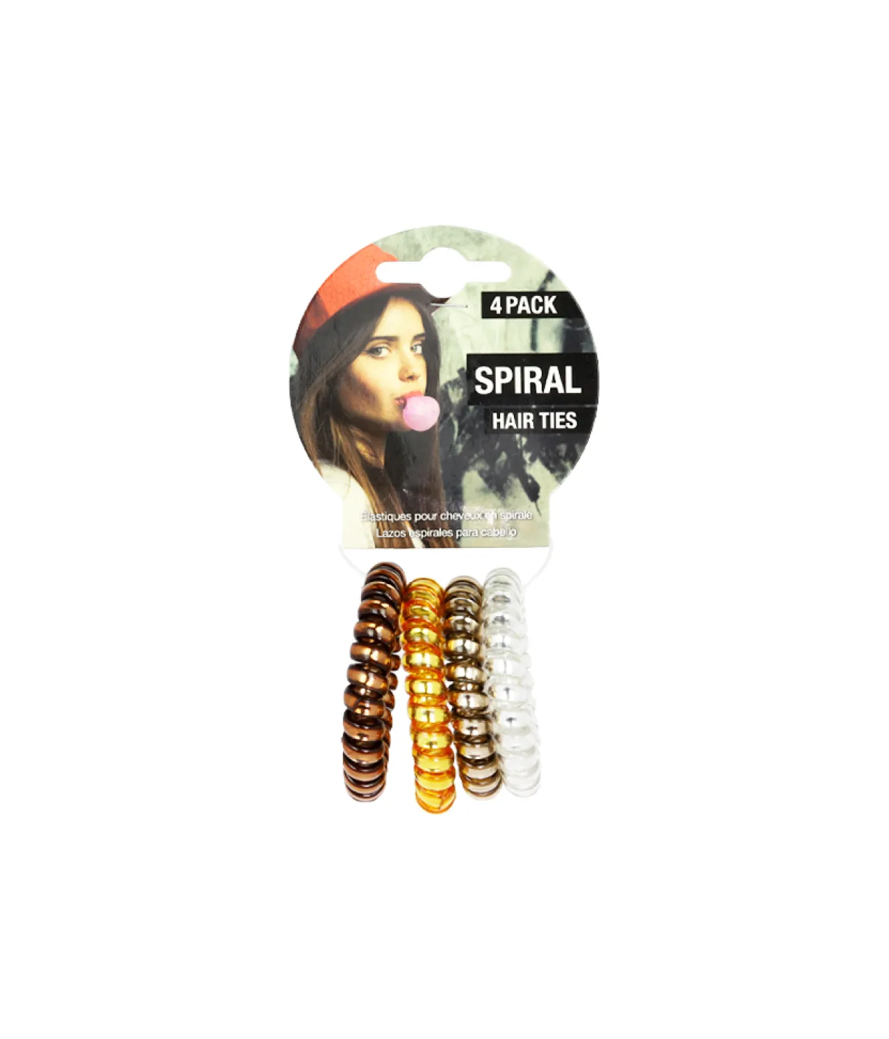 Spiral Hair Ties Metallic 4pk