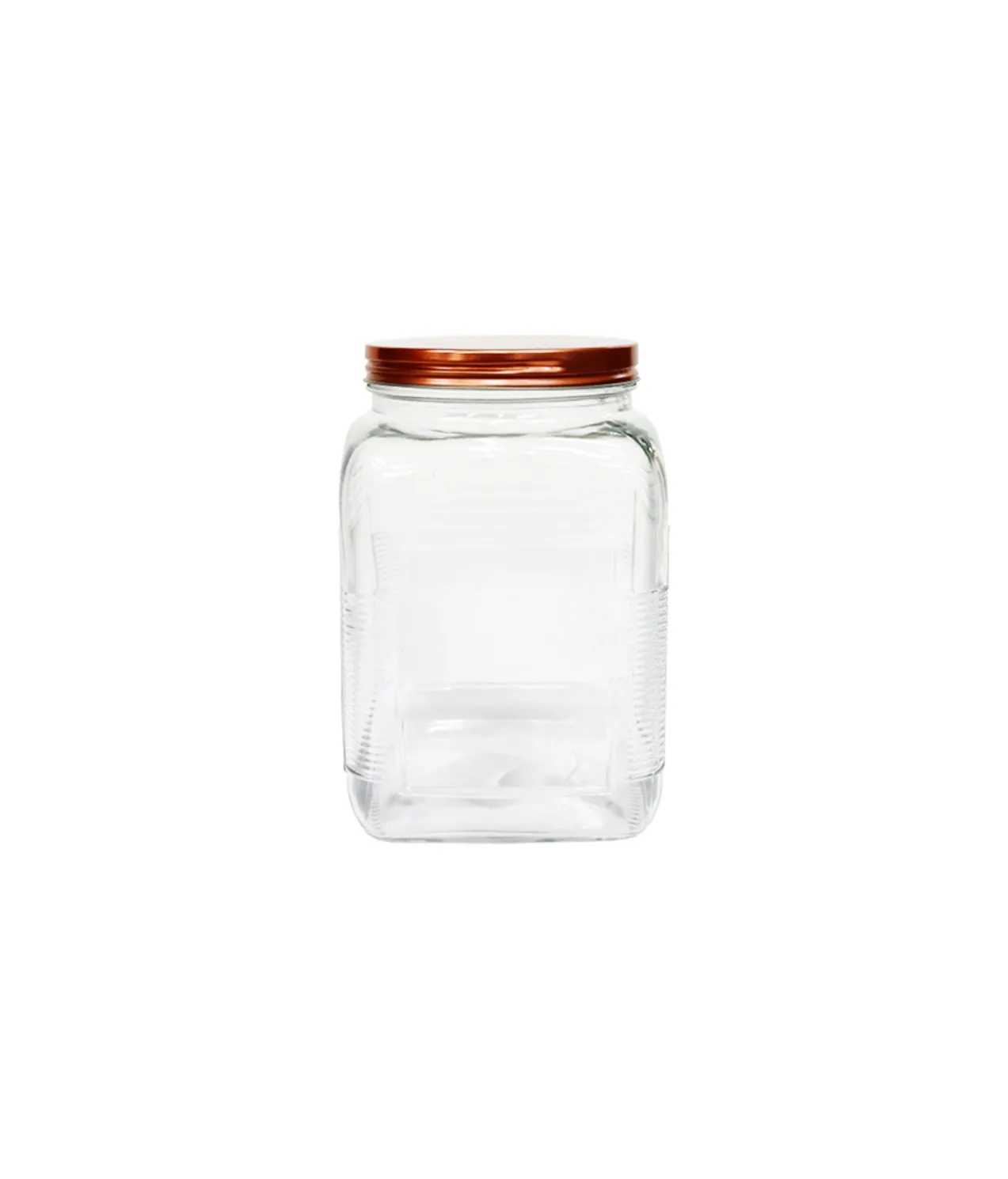Square Glass Jar With Copper Lid 960ml