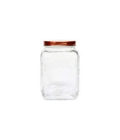 Square Glass Jar With Copper Lid 1470ml