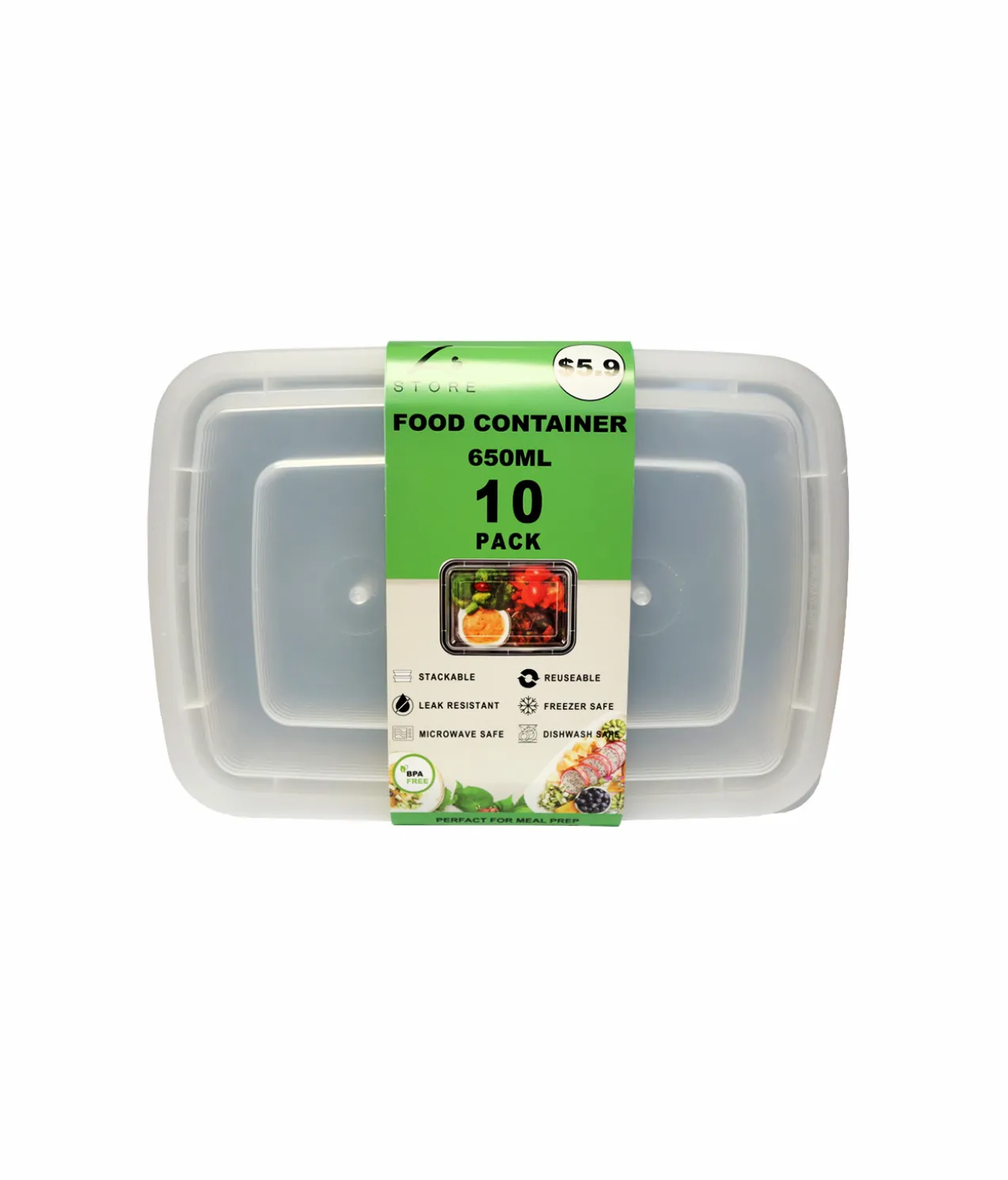 Square Take Away Containers 10pk 650ml