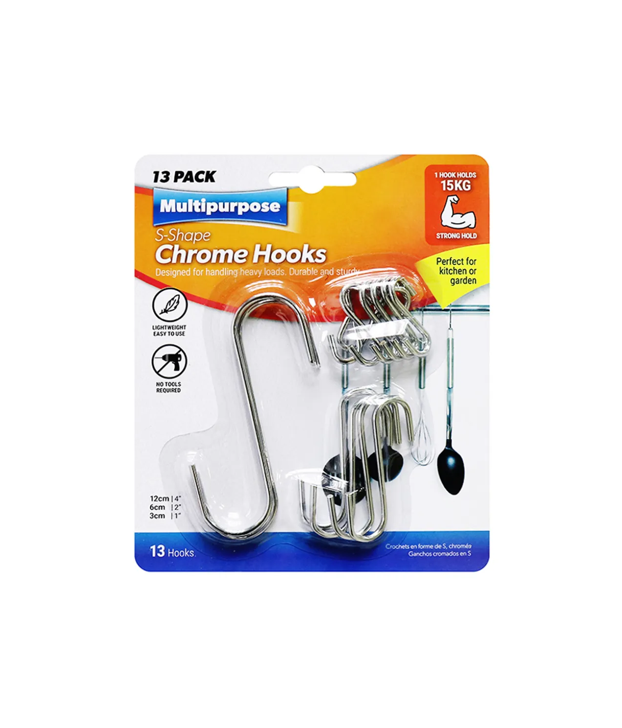 S-Shape Chrome Hooks 13pk