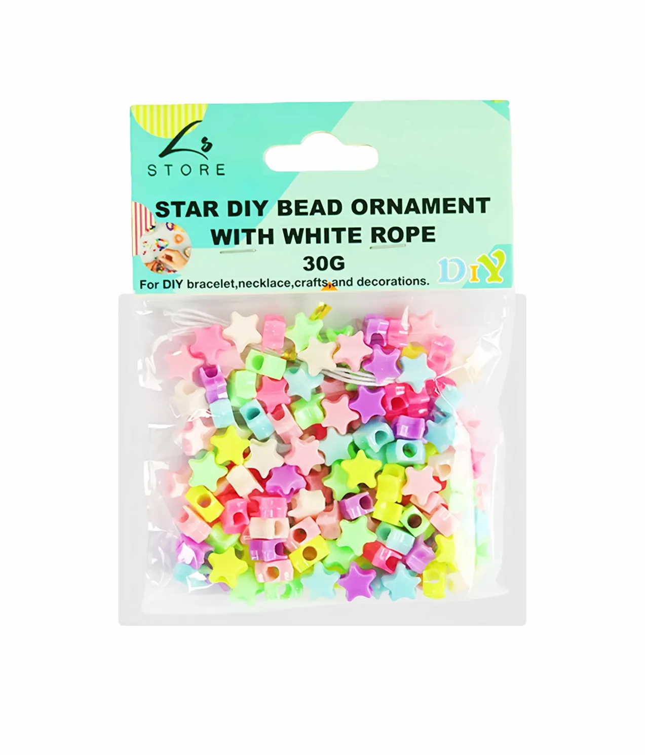 Star DIY Bead Ornament With White Rope 30g