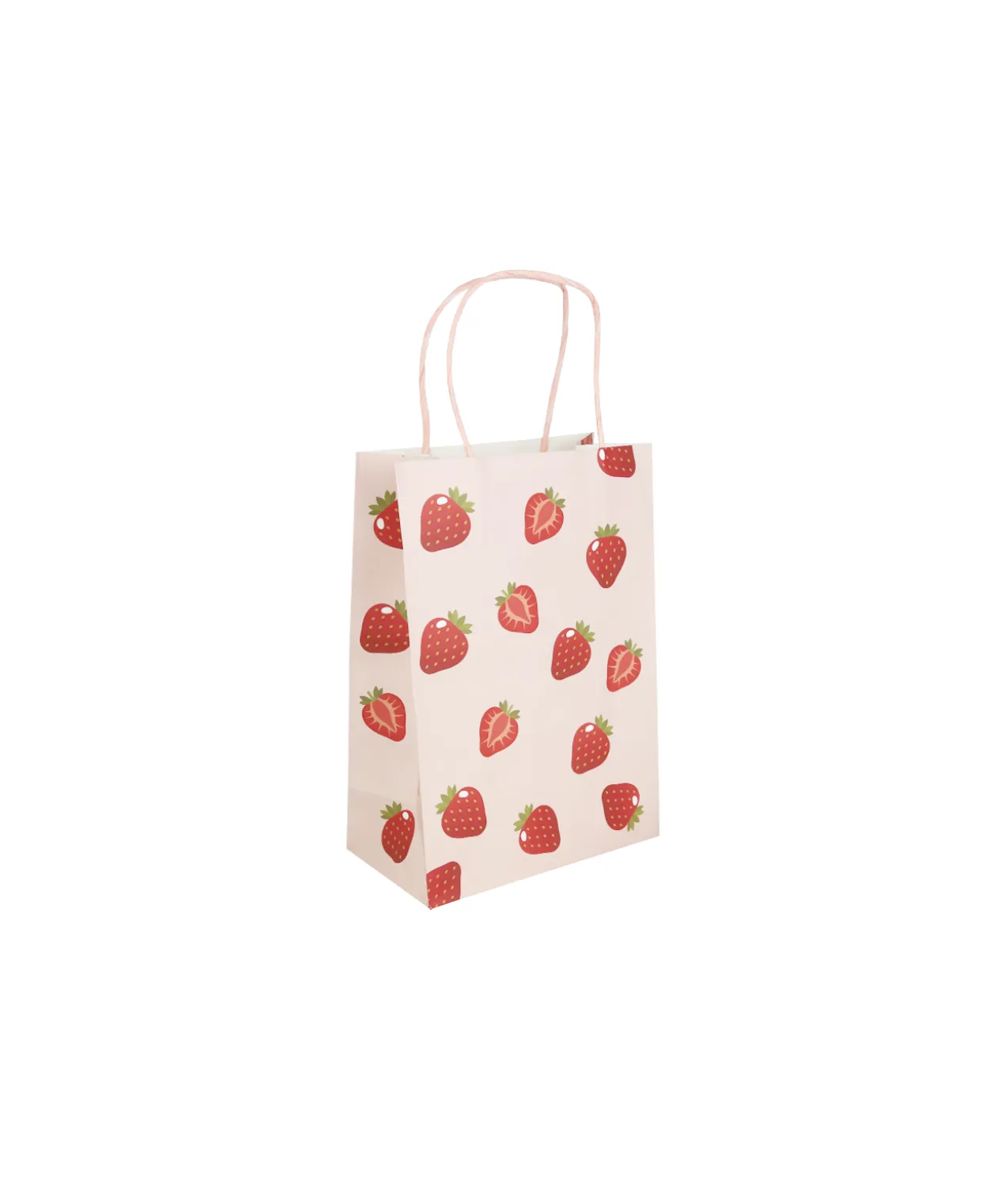 Strawberry Printed Paper Bags 21cm 4pk