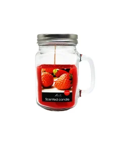 Strawberry Scented Candle In Glass Jar