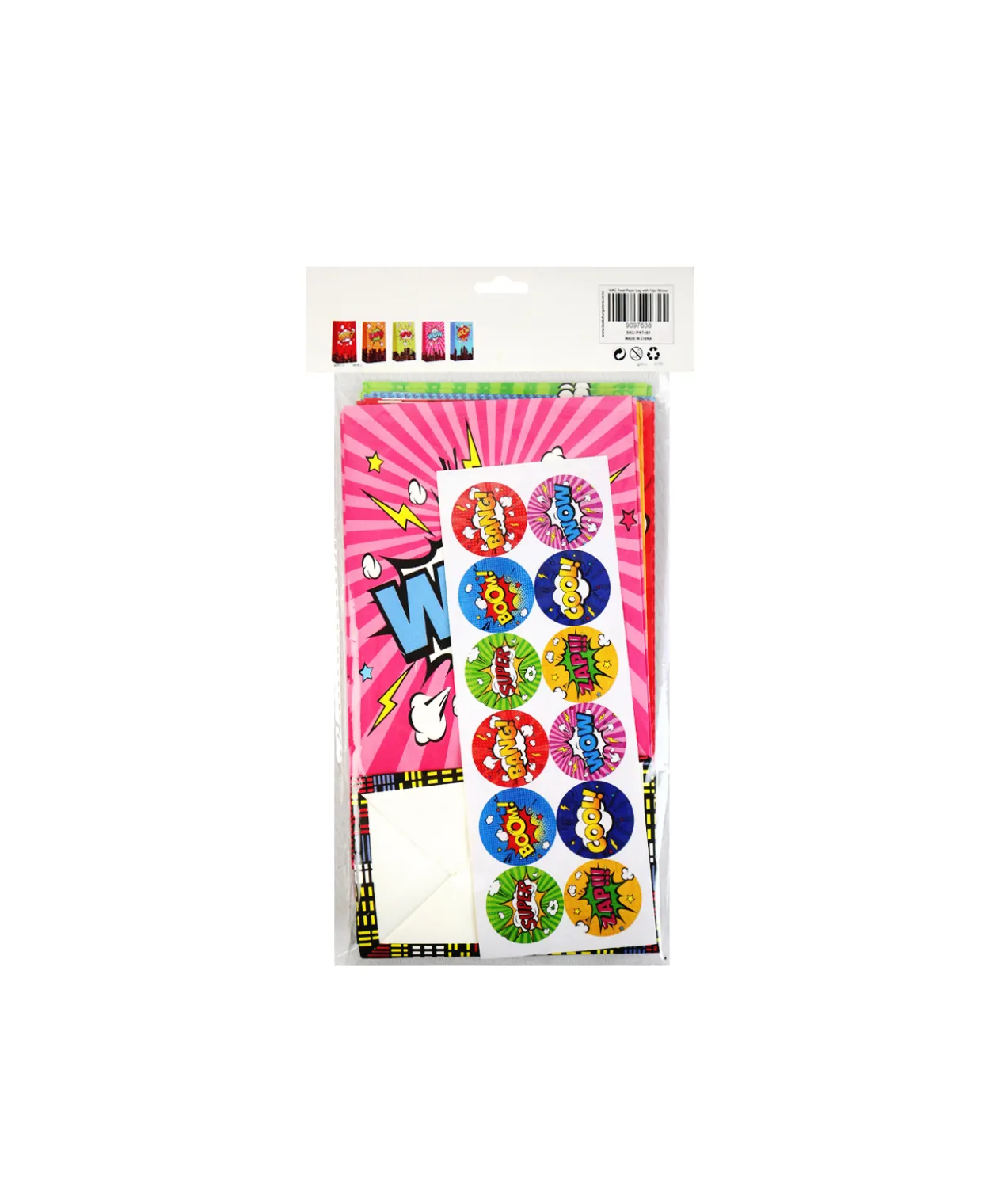 Superhero Paper Treat Paper Bags With Stickers 10pc