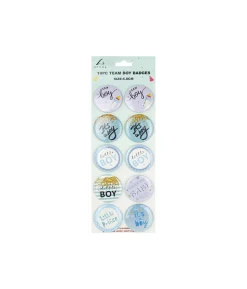 Team Boy Themed Badges 5.8cm 10pk