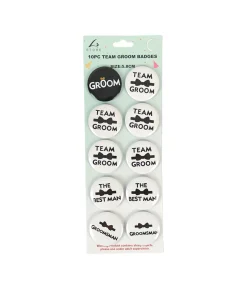 Team Groom Badges 5.8cm 10pc