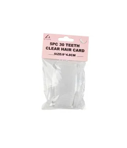 30 Teeth Clear Plastic Comb 5pc 9×4.8cm