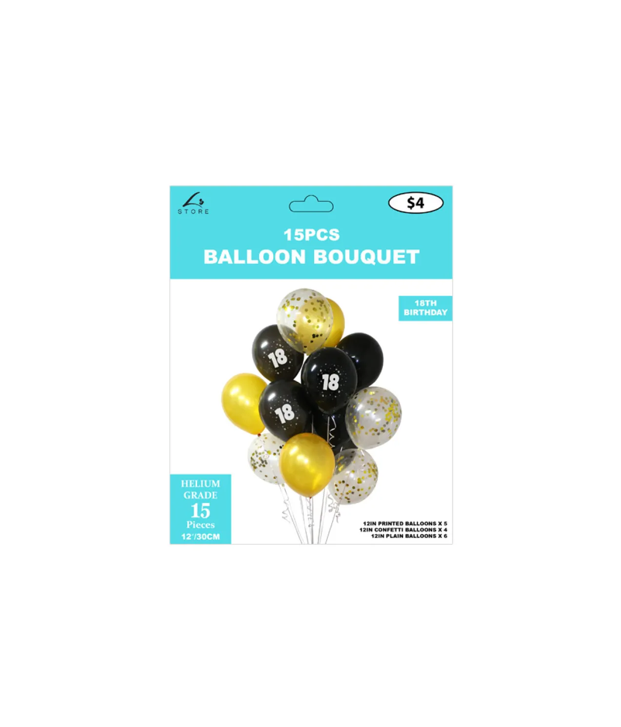 18th Birthday Latex Balloon Bouquet 15pc