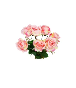 2 Tone Pink/White Rose Bunch 41cm