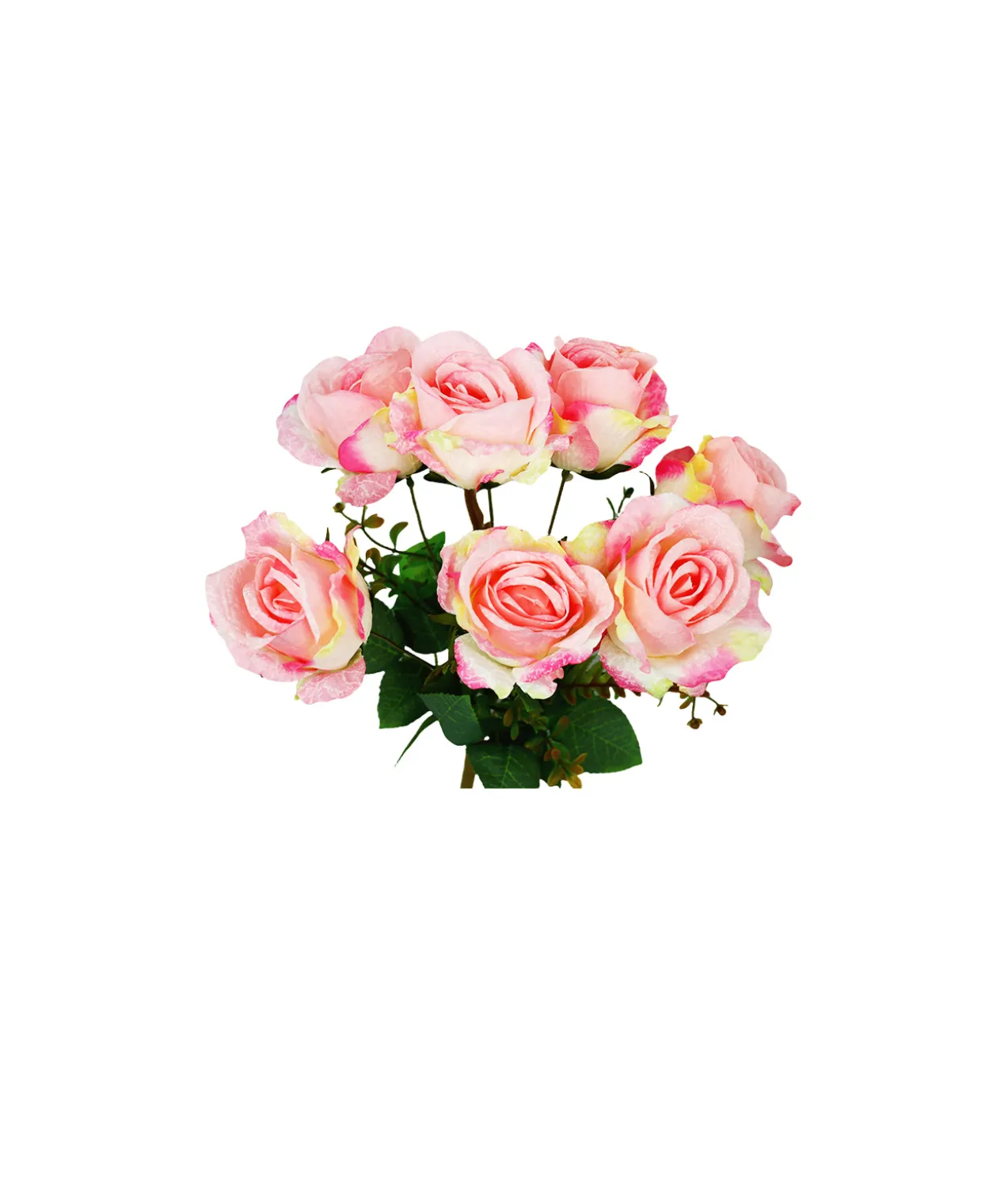 2 Tone Pink/White Rose Bunch 41cm