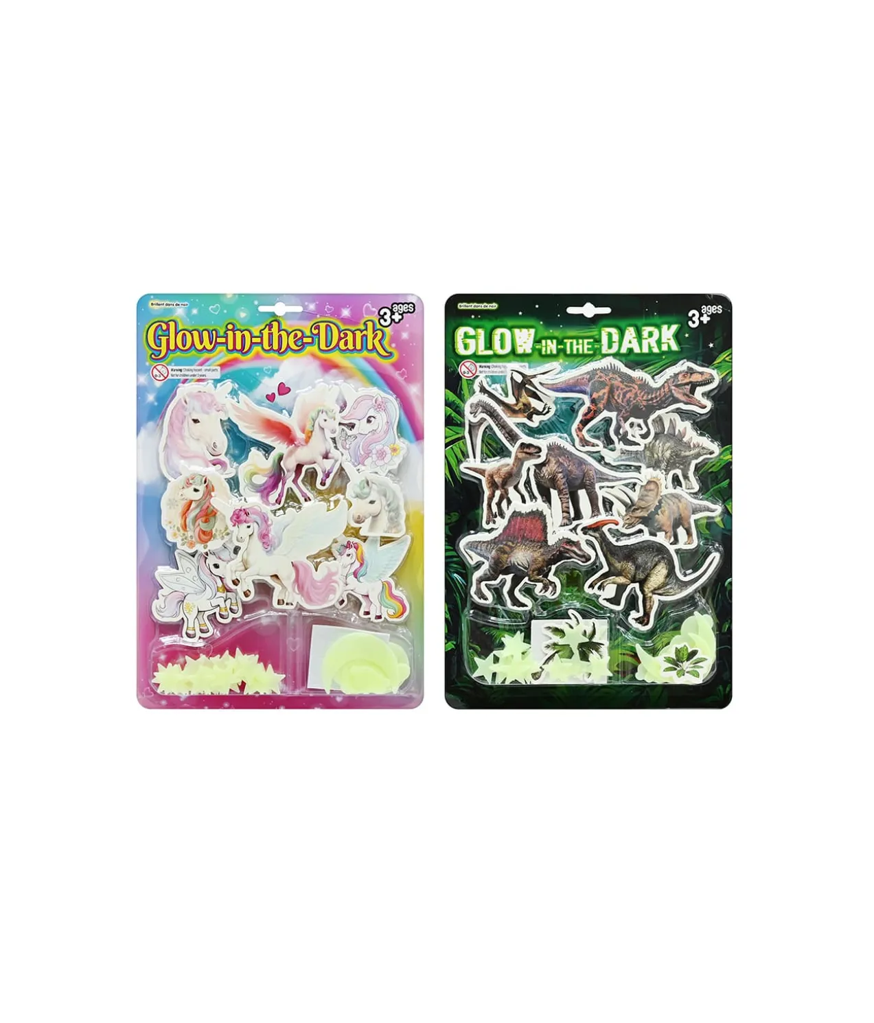 Unicorn & Dinosaur Glow In Dark Wall Sticker Assorted